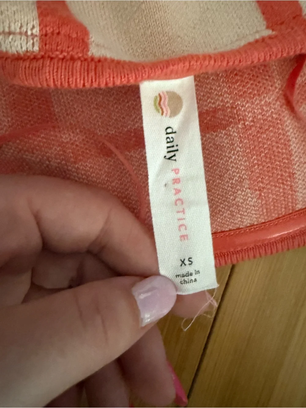 Anthropologie Coral and Cream Check Knit Bandeau
